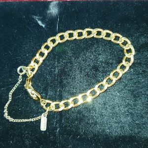 Vintage 1980's Monet Gold Tone Rope Texture Curb Chain Bracelet w Safety Chain‎